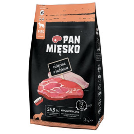 Pan Mięsko Karma sucha dla psa - cielęcina i indyk chrupki XS 3kg