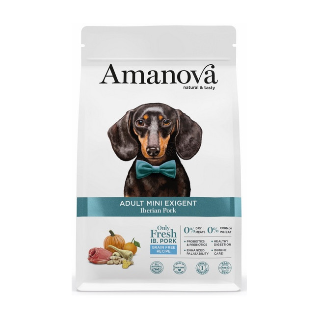 Amanova Dog Adult Mini Exigent Iberian Pork - wieprzowina 800g