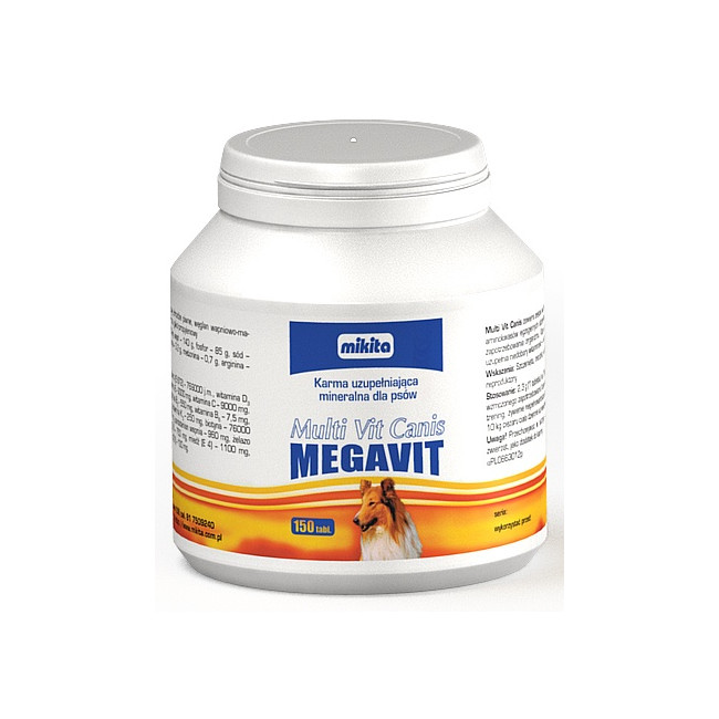 Mikita Megavit Multi-Vit Canis - witaminy, minerały i aminokwasy dla psów 150 tabl.