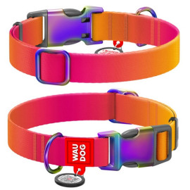 Collar WauDog Recycled Obroża nylonowa z QR-paszportem, gradient XL 25mm x 37-58cm pomarańczowy