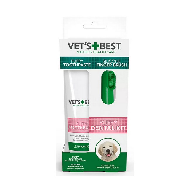 Vet's Best Dental żel + szczoteczka zestaw Puppy