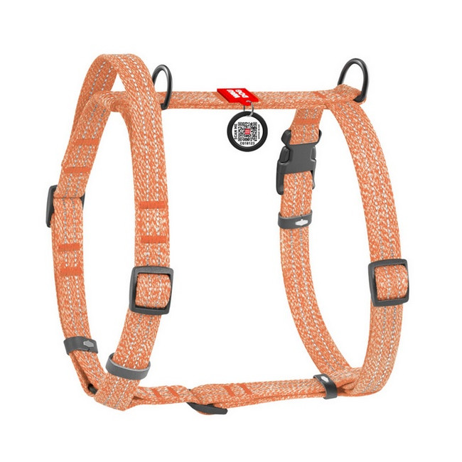 Collar WauDog Re-Cotton Szelki z rączką z regenerowanej bawełny anatomiczne w kształcie litery H, odblaskowe z QR-paszportem, pl