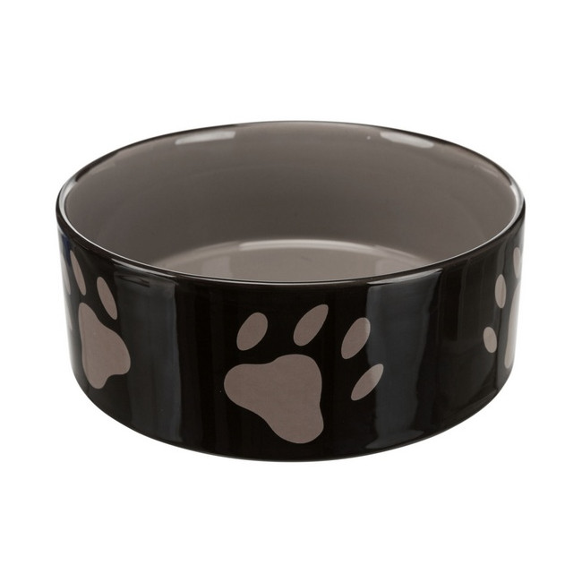 Trixie Miska ceramiczna czarna w szare łapki 1,4L/20cm [TX-24533]
