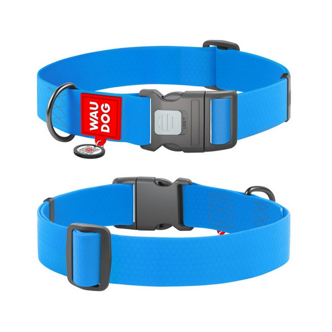 Collar Waterproof Obroża wodoodporna z QR-paszportem, plastikowy fastex, XXL 35mm/46-70cm niebieska