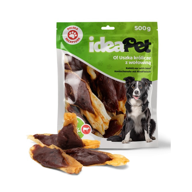 IdeaPet Uszka królicze z wołowiną 500g