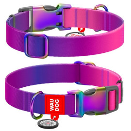Collar WauDog Recycled Obroża nylonowa z QR-paszportem, gradient M 20mm/28-40cm fioletowy