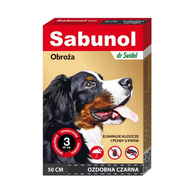 Sabunol GPI Obroża przeciw pchłom dla psa ozdobna czarna 50cm