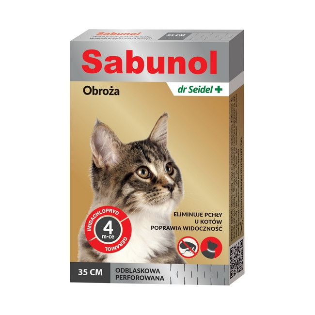 Sabunol Obroża przeciw pchłom dla kota odblaskowa 35cm