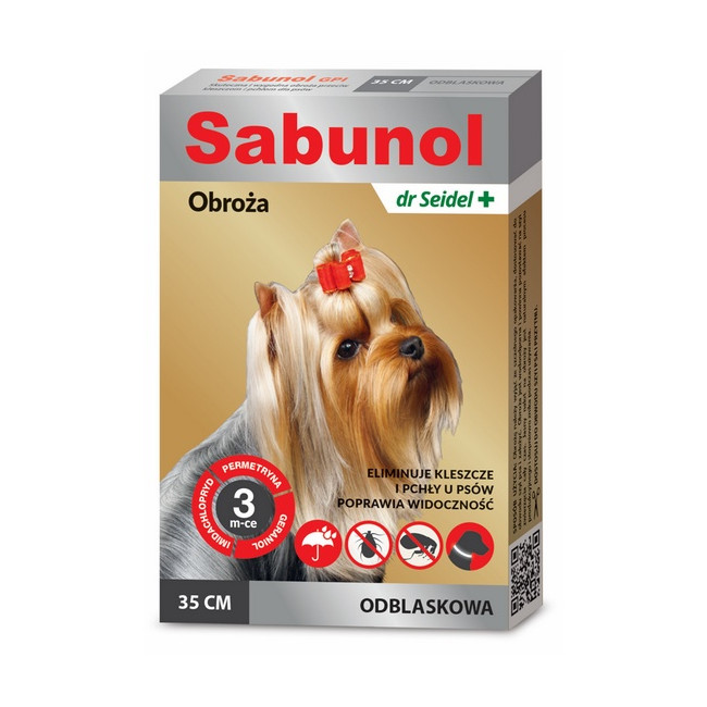 Sabunol GPI Obroża przeciw pchłom dla yorka odblaskowa 35cm