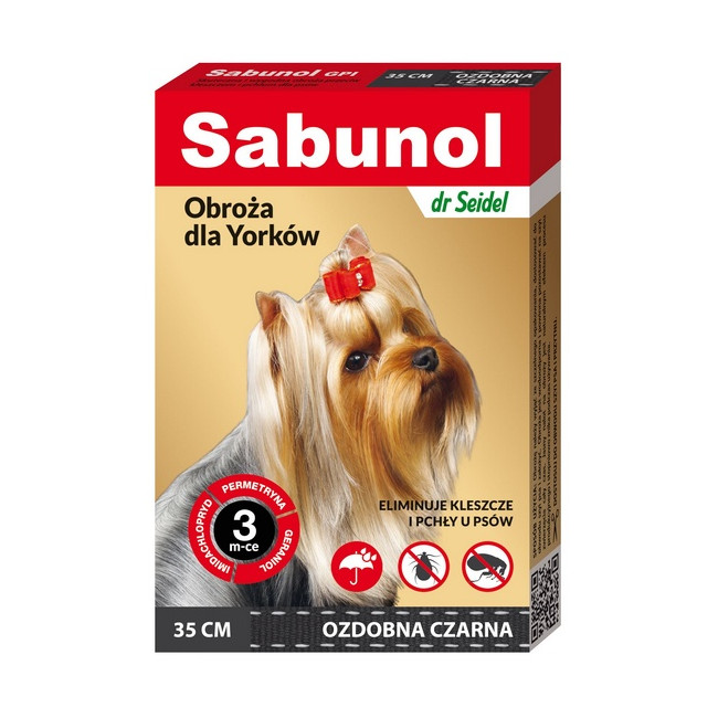 Sabunol GPI Obroża przeciw pchłom dla yorka ozdobna czarna 35cm