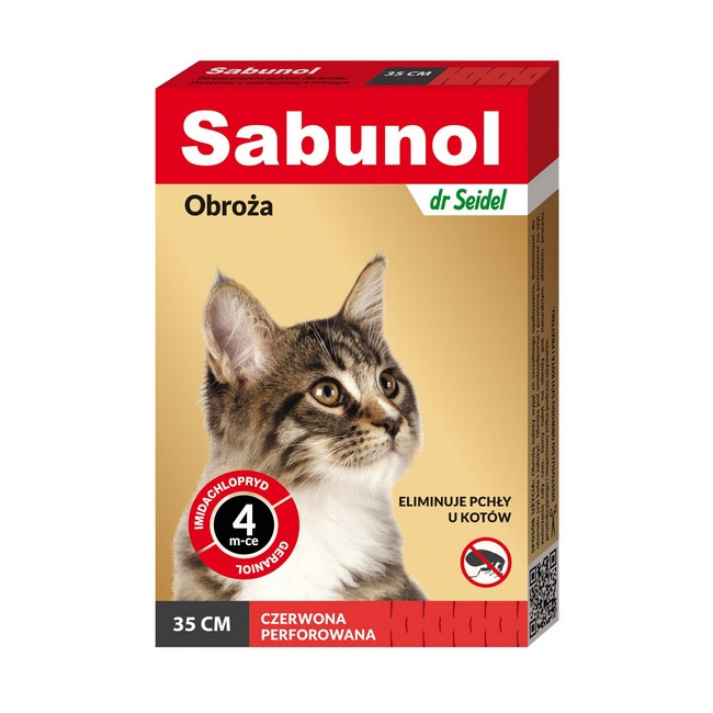 Sabunol Obroża przeciw pchłom dla kota czerwona 35cm