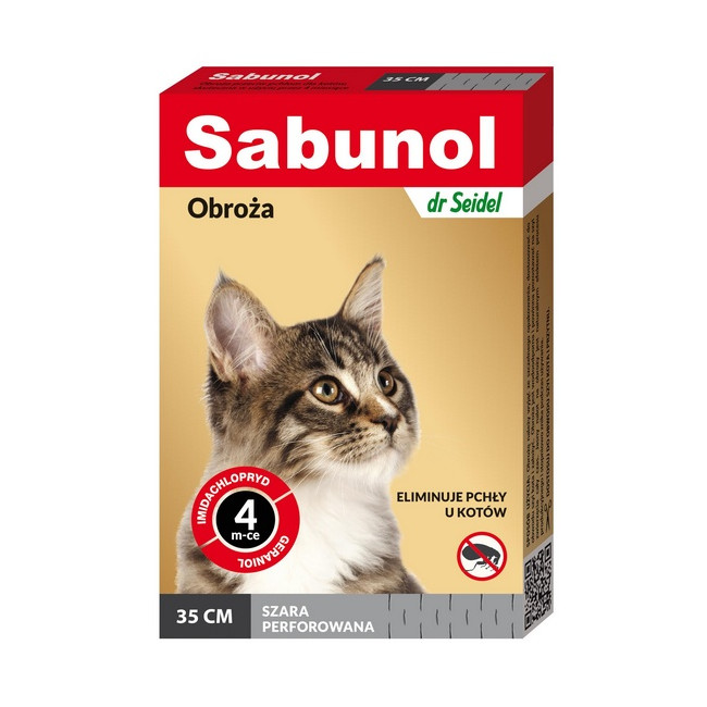 Sabunol Obroża przeciw pchłom dla kota szara 35cm