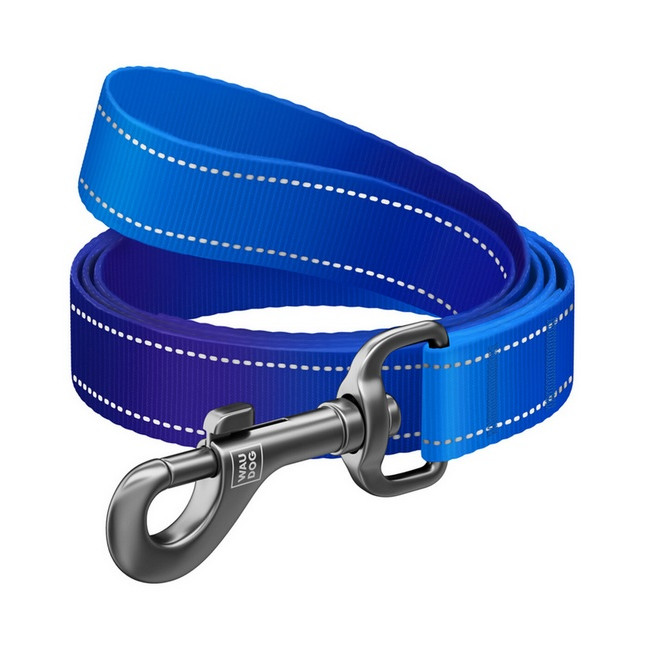 Collar WauDog Nylon Mono Smycz nylonowa odblaskowa L-XXL 25mm/200cm niebieska