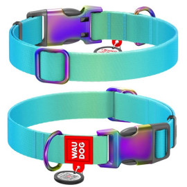 Collar WauDog Recycled Obroża nylonowa z QR-paszportem, gradient S 15mm x 25-35cm niebieski