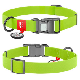 Collar Waterproof Obroża wodoodporna z QR-paszportem, plastikowy fastex, L 25mm/33-49cm jasnozielona