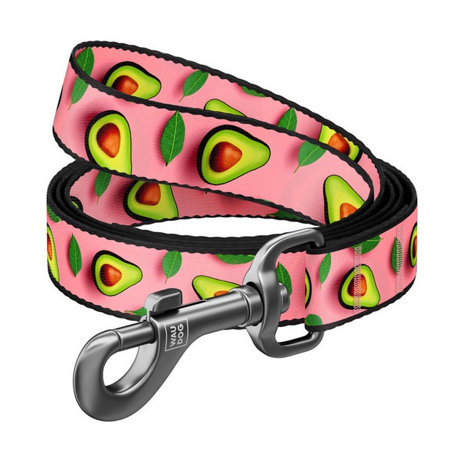 Collar WauDog Nylon Smycz nylonowa M 20mm/200cm, wzór AWOKADO NA RÓŻU