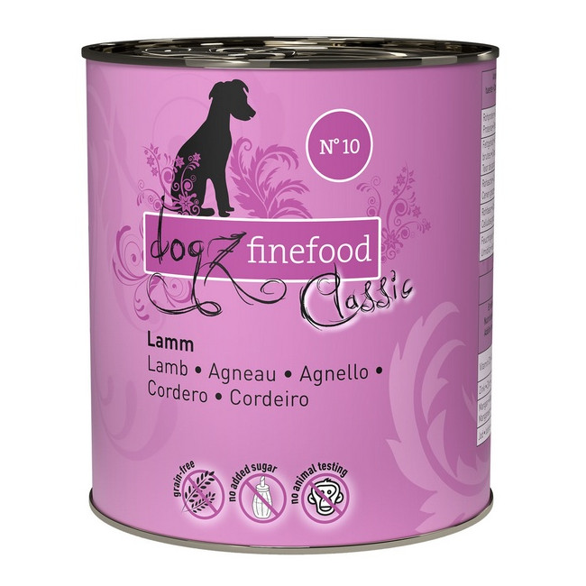 Dogz Finefood Classic N.10 Jagnięcina puszka 800g