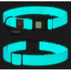Collar WauDog Waterproof Obroża wodoodporna z QR-paszportem, akumulująca światło, plastikowy fastex, 15mm/25-35cm