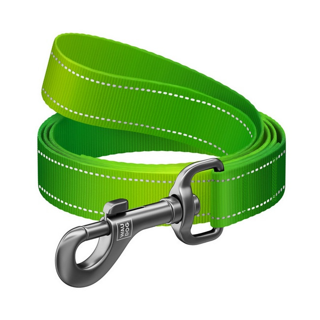 Collar WauDog Nylon Mono Smycz nylonowa odblaskowa M 20mm/200cm jasnozielona