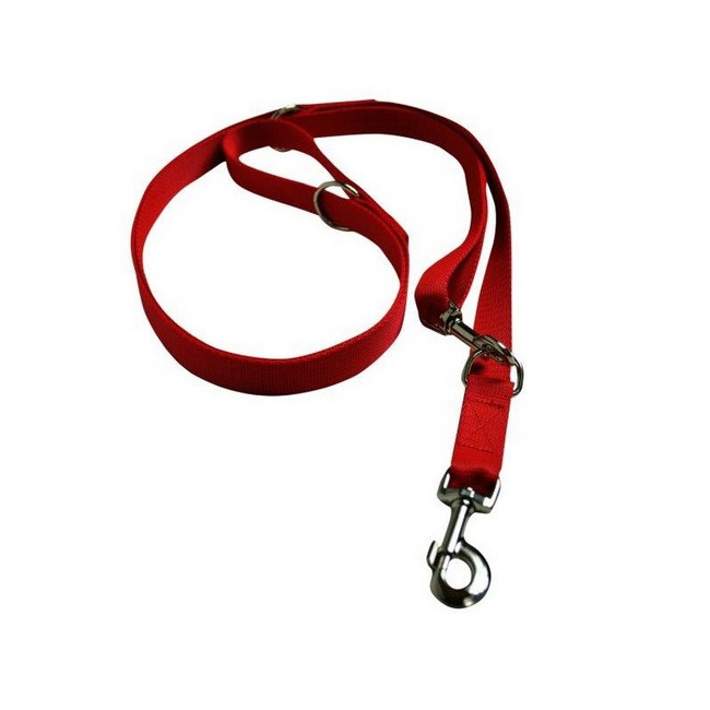 CHABA Smycz taśma regulowana - 10mm x 130/260cm czerwona