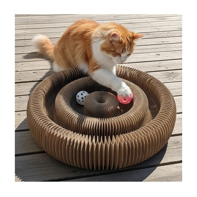 Zolux Chatouille Drapka tekturowa składana podwójna z piłkami i kocimiętką