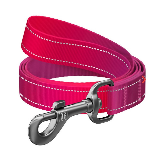 Collar WauDog Nylon Mono Smycz nylonowa odblaskowa S 15mm/200cm różowa