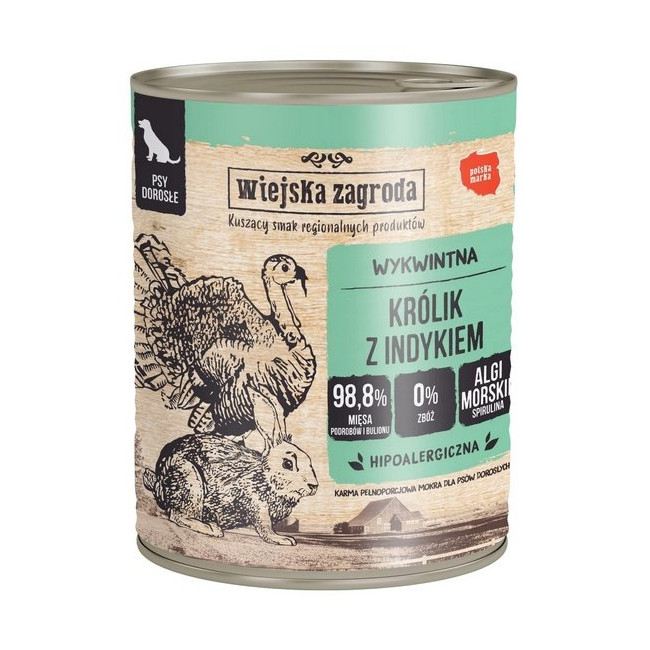 Wiejska Zagroda Królik z indykiem puszka 800g