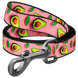 Collar WauDog Nylon Smycz nylonowa S 15mm/200cm, wzór AWOKADO NA RÓŻU