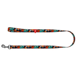 Collar WauDog Nylon Smycz nylonowa S 15mm/200cm, wzór ZĘBATE POTWORY