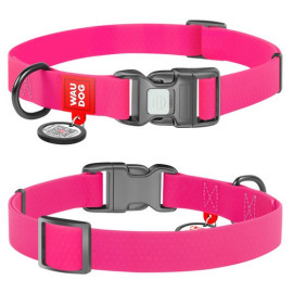 Collar Waterproof Obroża wodoodporna z QR-paszportem, plastikowy fastex, S 15mm/25-35cm różowa
