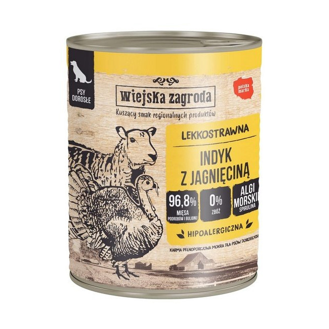 Wiejska Zagroda Indyk z jagnięciną puszka 800g