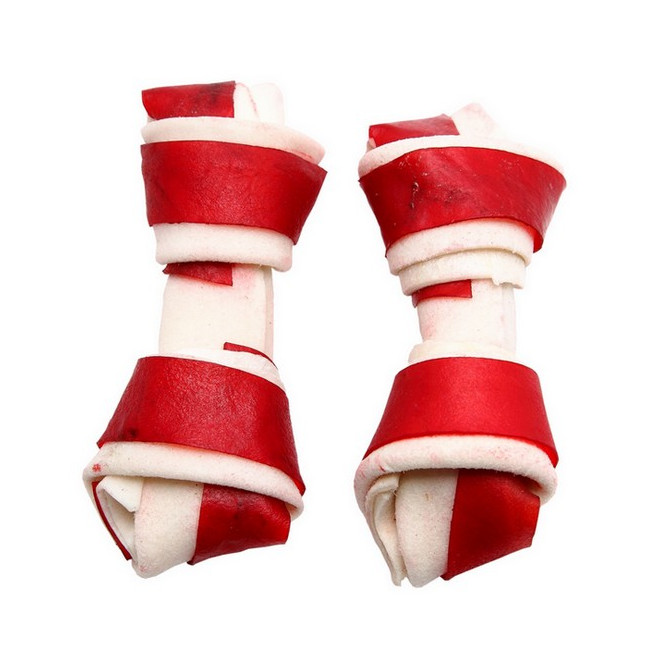 Adbi Kości wiązane biało-czerwone - wołowina 10cm 10szt [AK 27]