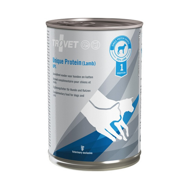 Trovet Unique Protein UPL Jagnięcina dla psa i kota puszka 400g