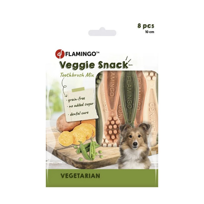 Flamingo Veggie gryzak szczoteczka 10cm/8szt