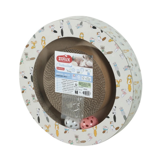 Zolux Chatouille Drapka tekturowa okrągła z piłkami i kocimiętką