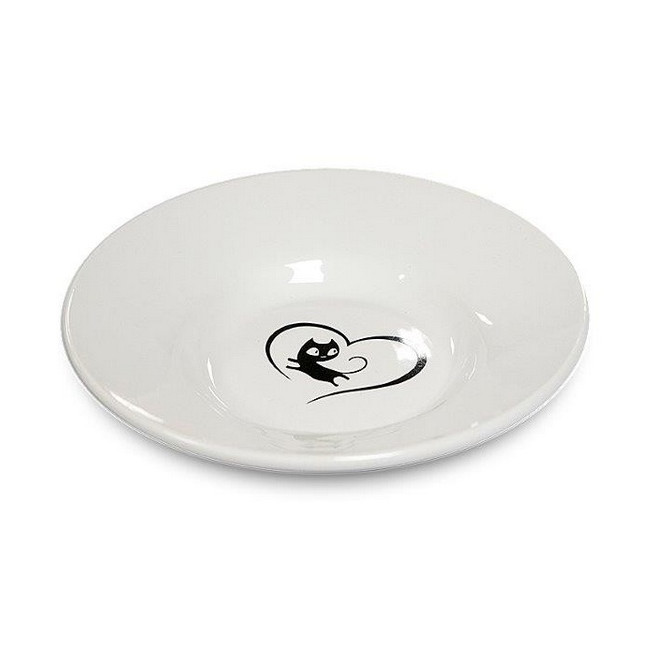 Yarro/Moderna Miska ceramiczna dla kota z serduszkiem biała [Y2752]