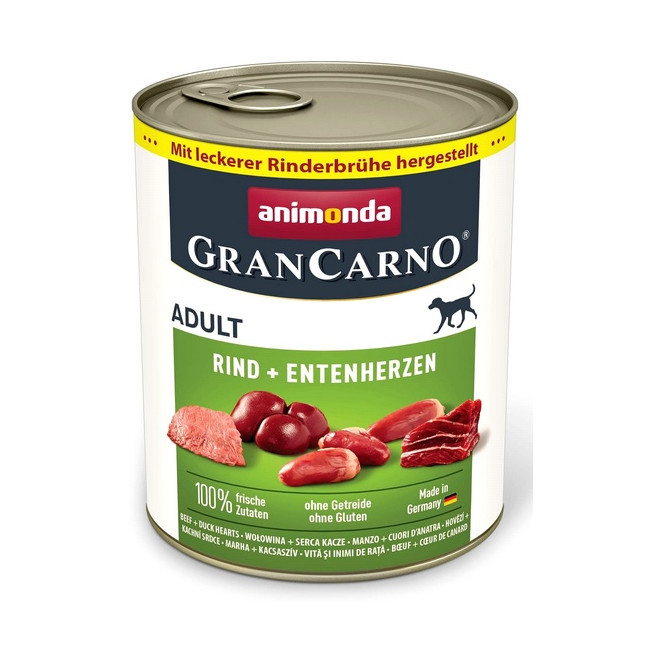 Animonda GranCarno Original Adult Rind Entenherzen Wołowina + Serca kacze puszka 800g