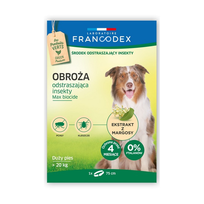Francodex Obroża odstraszająca insekty duże psy powyżej 20kg 75cm [FR179173]