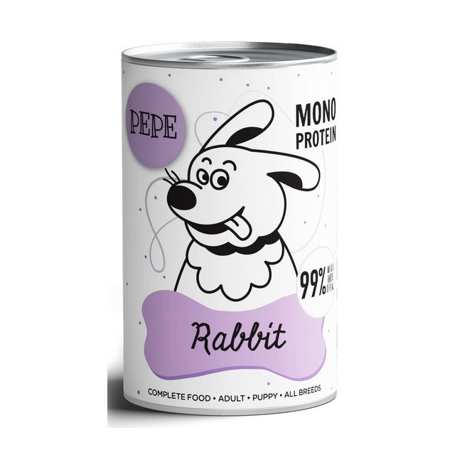 Paka Zwierzaka PEPE Rabbit (królik) puszka 400g