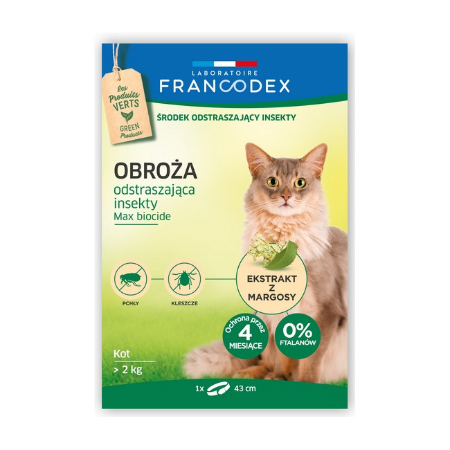 Francodex Obroża odstraszająca insekty dla kotów od 2kg 43cm [FR179170]