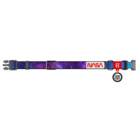 Collar WauDog Nylon Obroża nylonowa z QR-paszportem, plastikowy fastex, wzór NASA21, 20mm/28-40cm