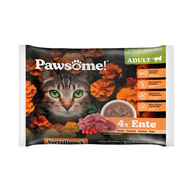 Pawsome Adult Ente - kaczka saszetki 4x85g