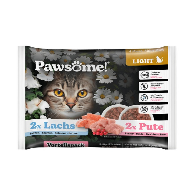 Pawsome Adult Light Lachs/Pute - łosoś/indyk saszetki 4x85g