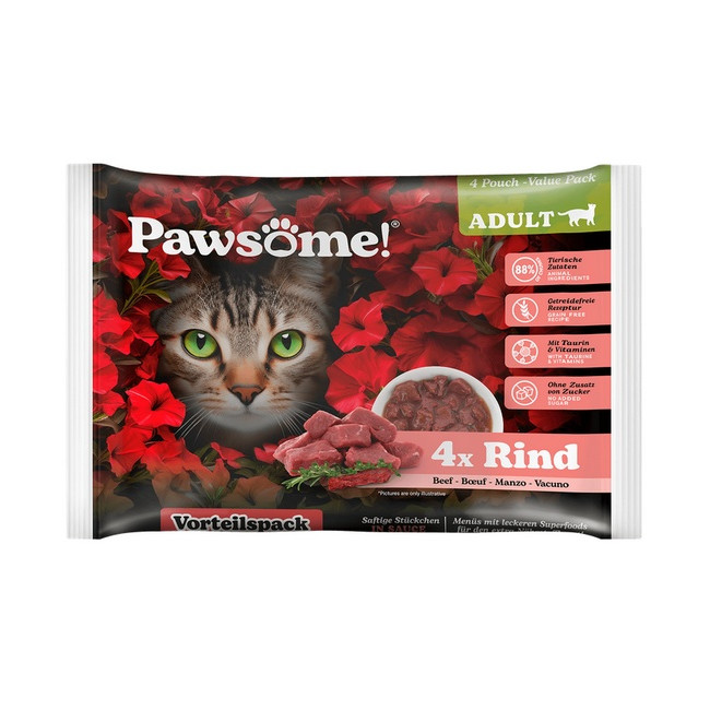 Pawsome Adult Rind - wołowina saszetki 4x85g