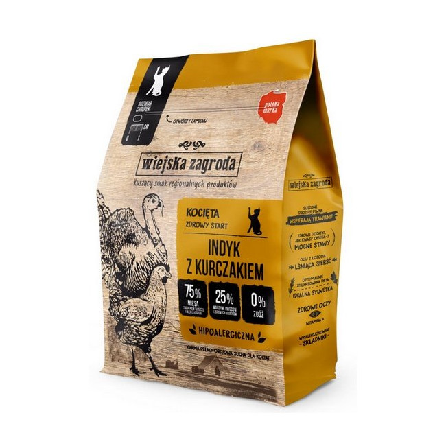 Wiejska Zagroda Kot - Indyk z kurczakiem dla kociąt 400g