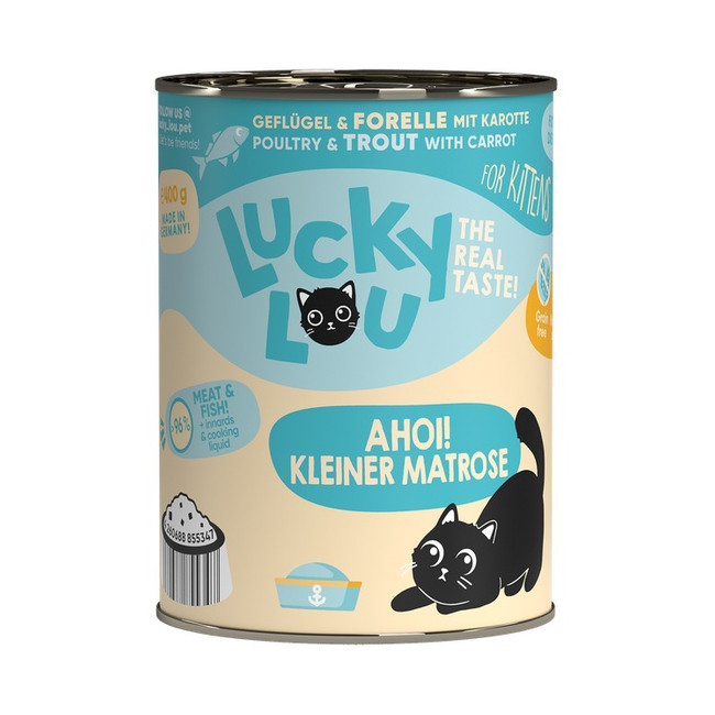 Lucky Lou Lifestage Kitten Drób i pstrąg puszka 400g