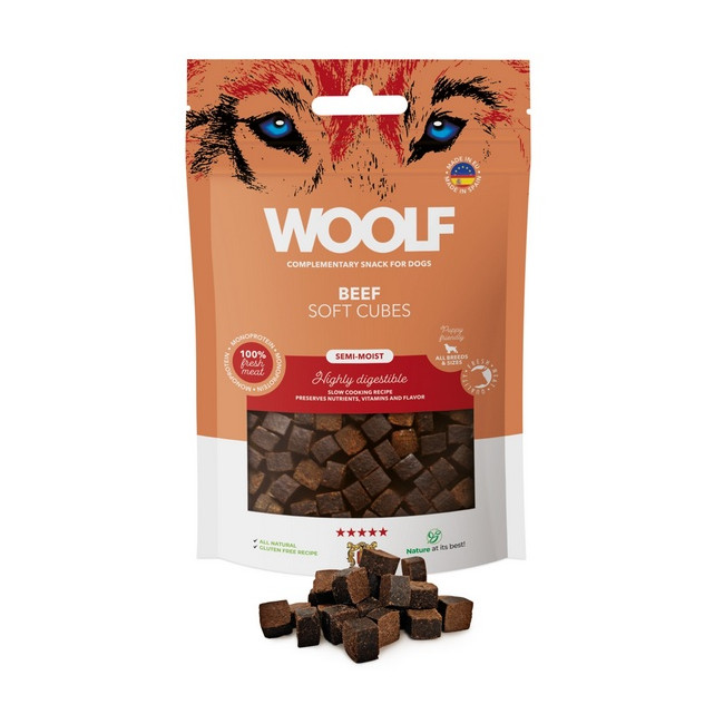 Woolf Soft Cubes Monoprotein Beef 100g