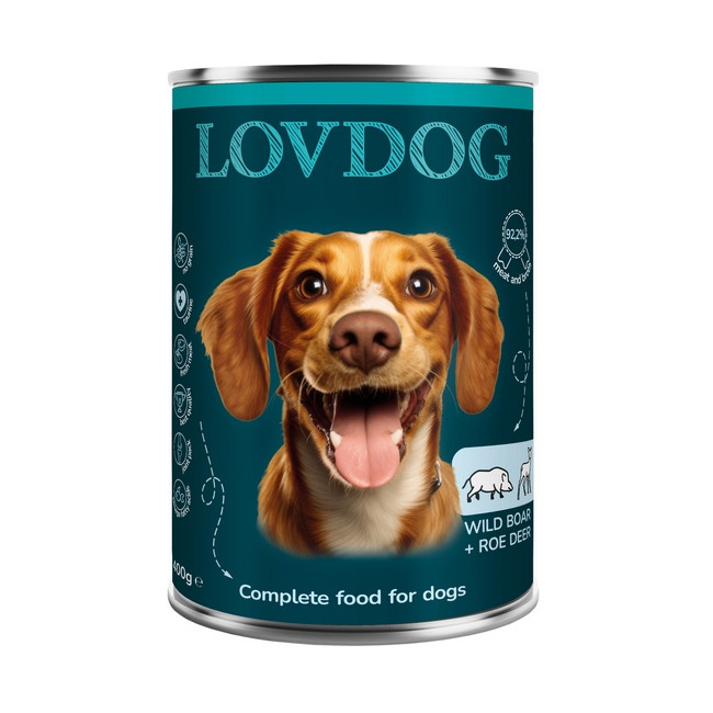 Lovdog Wild Boar & Roe Deer puszka 400g