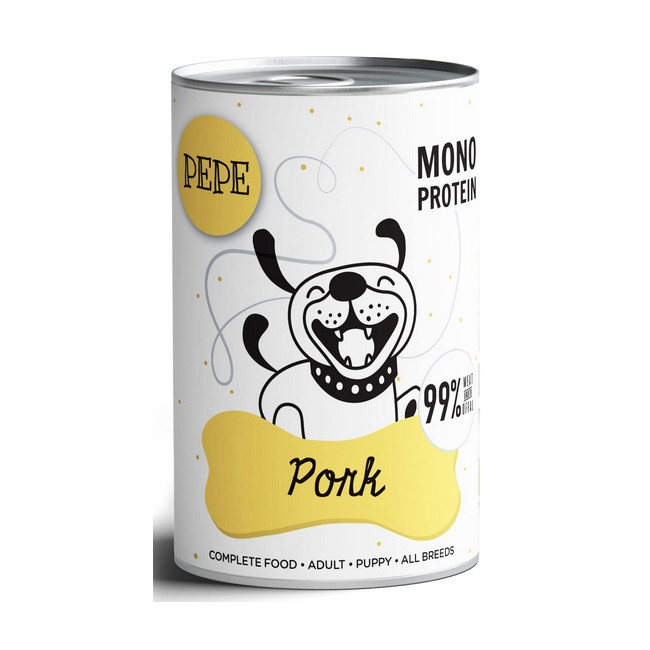 Paka Zwierzaka PEPE Pork (wieprzowina) puszka 400g