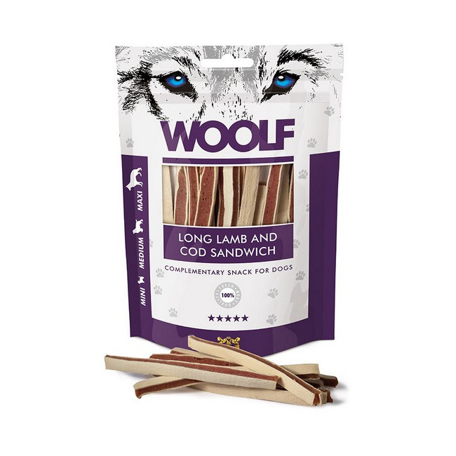 Woolf Soft Lamb & COD Sandwich Long 100g